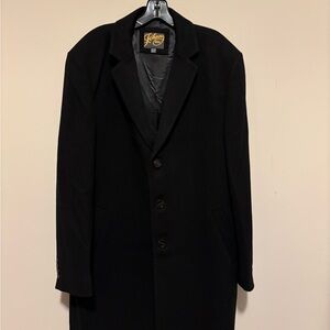 Johnny Bigg Men's Classic Black Wool Blend Trench Coat